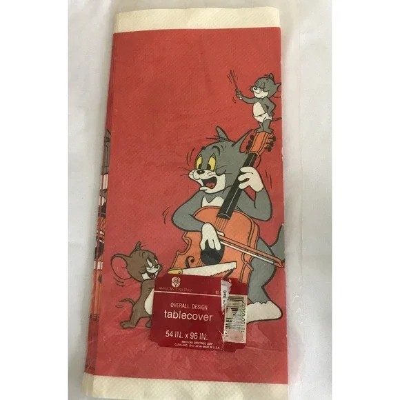 Vintage 1986 Tom & Jerry‎ Overall Design Table Cover American Greetings 54x96