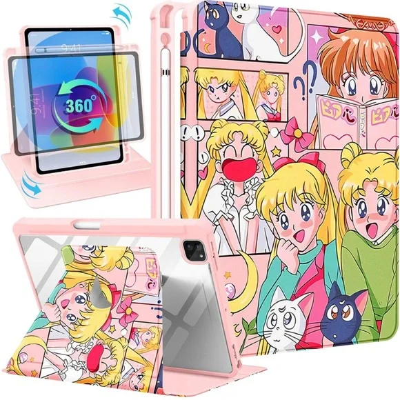 TeensGirly KawaiiCartoonFunnyLovely DesignRotateCase foriPadPro12.9/Air13Inch M2