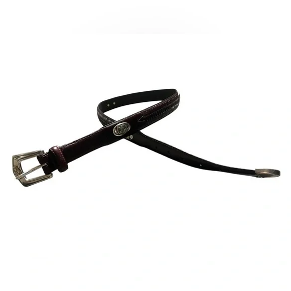 Onyx Brighton Brown Leather Golf Concho Belt Braided Silver And Gold Size 36