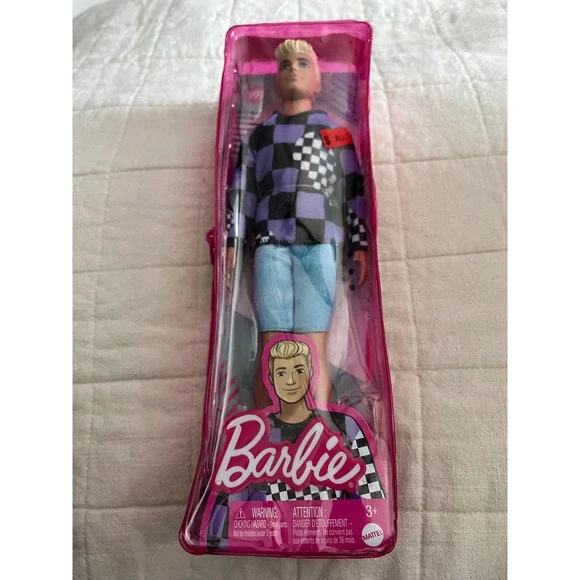 Barbie Ken Doll Fashion Doll Checkerboard Outfit Blue Shorts New In Box