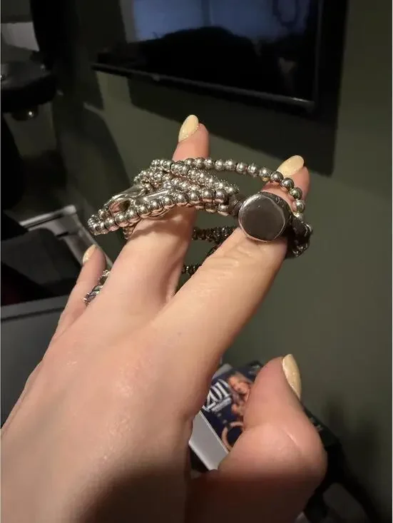 UNOde50 Silver Plated Multi Strand Bead Bracelet Excellent
