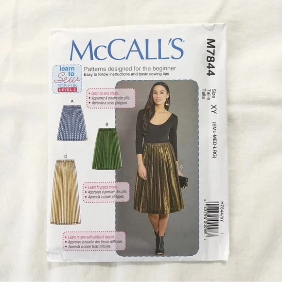 McCall’s M7844 Sewing Pattern Misses Pleated Skirt Uncut Factory Folded