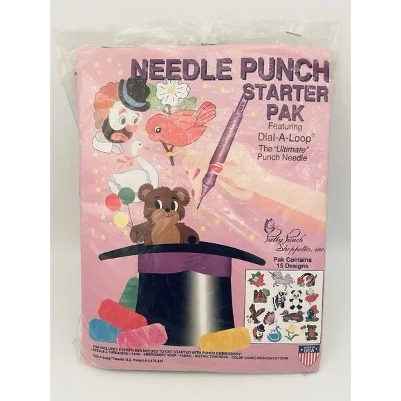 Dial-A-Loop Needle Punch Embroidery Starter Pak Hoop Yarn Spools 15 Designs