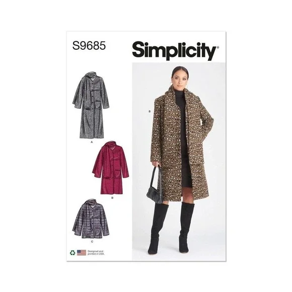 Simplicity Sewing‎ Pattern S9685 R11671 Coat Jacket Misses Size 12-20