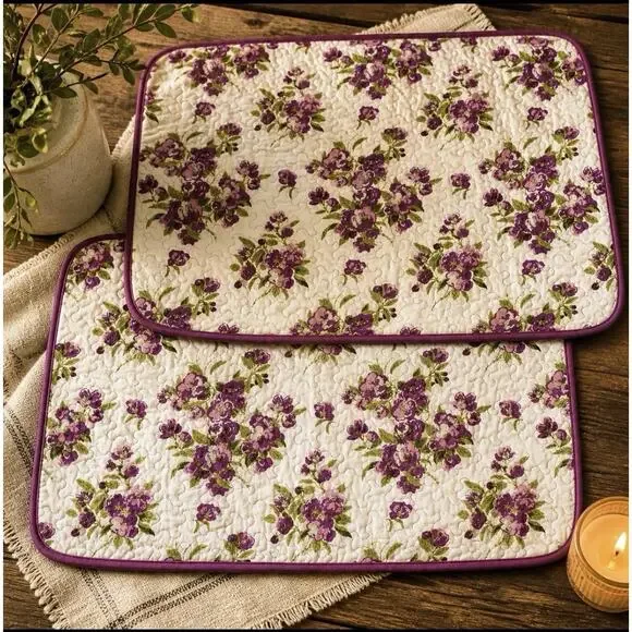 Waverly Traditions Quilted King Pillow Shams Primrose Patio Violet Floral solid