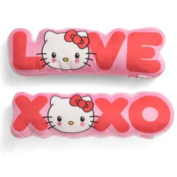 Hello Kitty Set Of 2 Love And Xoxo Pillows - NWT + FREE GIFT