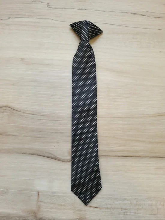 Kids Classic Black Microdot Clip On Tie