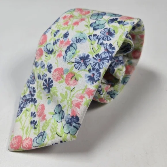 Janie and Jack Necktie Kids 6+ White Floral Pre-Tied Adjustable Wedding Easter