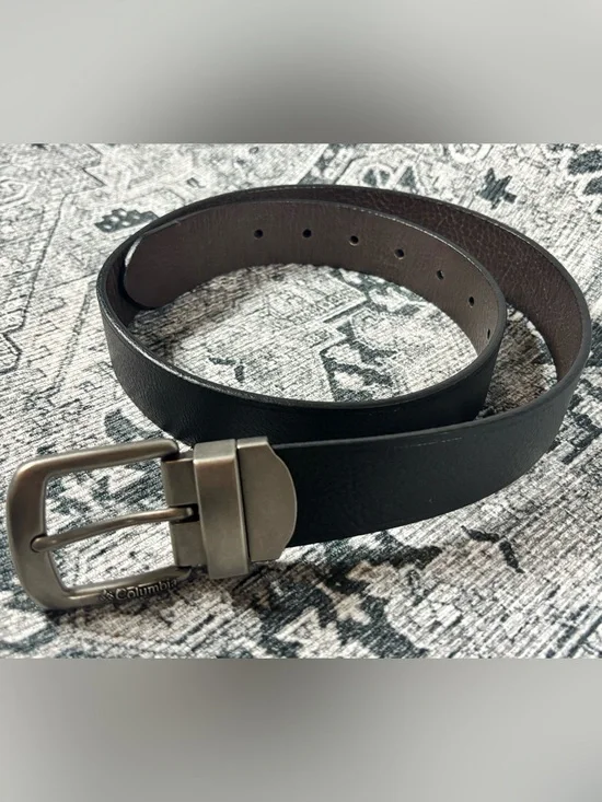 Columbia Mens Black Brown Reversible Leather Belt New! Sz.32-30