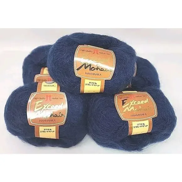 Hamanaka Exceed Mohair Wool Yarn Color 15 Dark Blue 40g Approx. 100m 5-ball set