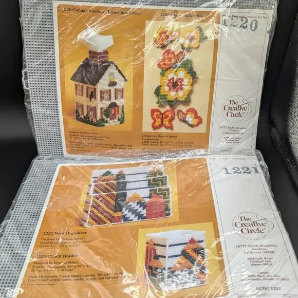 Vintage Creative Circle Sewing Kits 1983 Desk organizer tissue box Butterflies 2