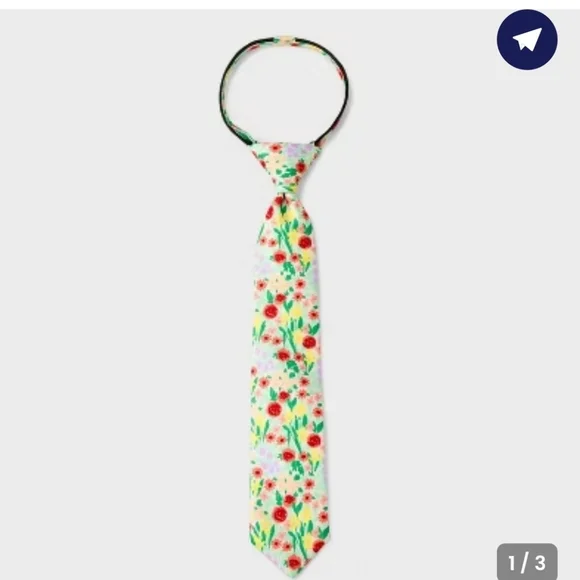 Boys Easter Woven Recycled Polyester Zip Necktie- Cat & Jack Floral M/L