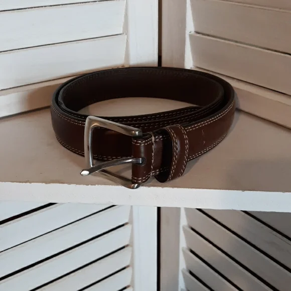 Dockers Genuine Leather Belt Brown With Silver Buckle