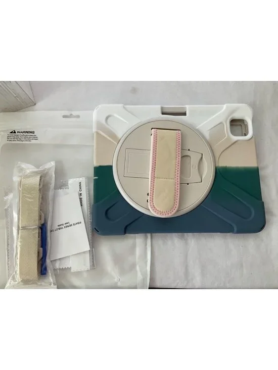 BATYUE iPad Air 4th Generation Case 10.9 inch green / white / tan strap stand