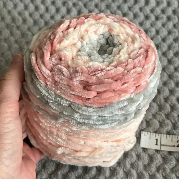 Large Roll Chenille Yarn Pink Mauve Gray