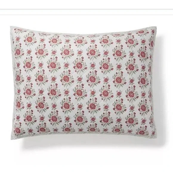 Ralph Lauren Maren Vintage Floral Diamond Stitch King Size Pillow Sham 20 X 36
