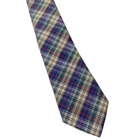 Baby Toddler Necktie Tie 12M - 18M Blue Green Plaid Tartan Check Wedding Easter
