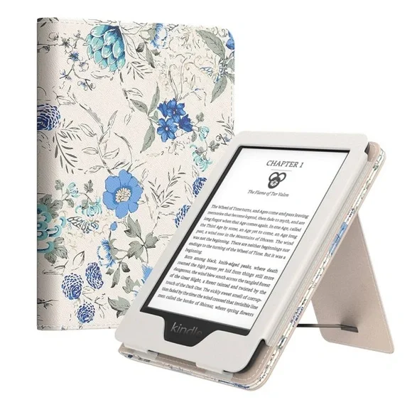 MoKo Case for Kindle White Blue Floral