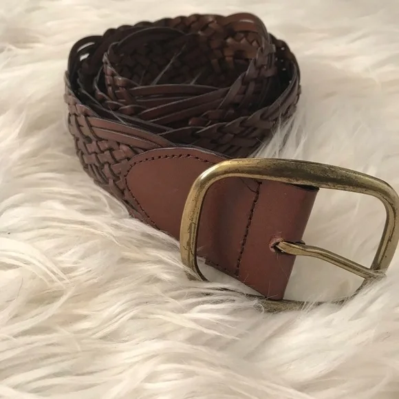 Men’s braided brown leather belt 40” medium