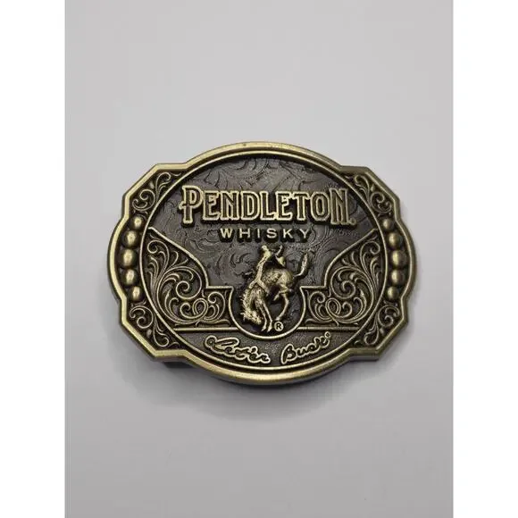 Pendleton Whisky 2024 Let'er Buck Promo Belt Buckle Montana Silversmiths Western
