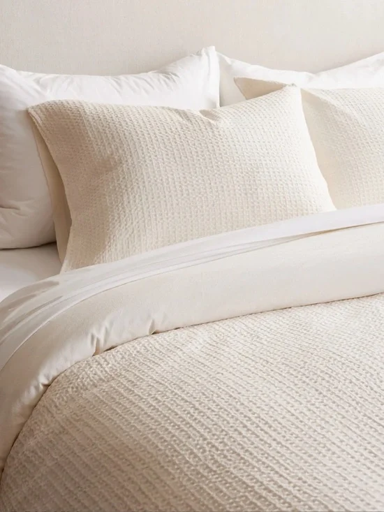NWT Quince Organic Luxe Honeycomb Undyed Sham Set!