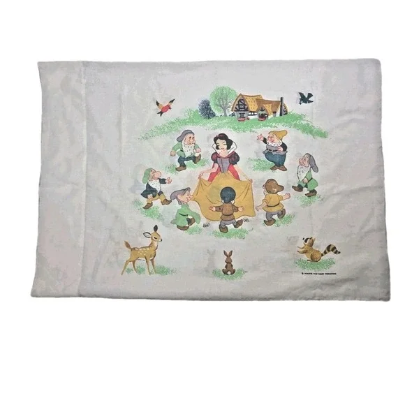 Vtg 1967 Disney Prod Wamsutta Ultracale Snow White Dwarves Standard Pillowcase