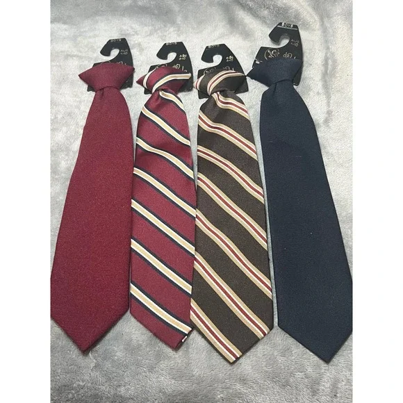 Vintage De Carlo Boys Neck Tie Lot NOS Age 6-10 Formal Dresswear 4 Piece