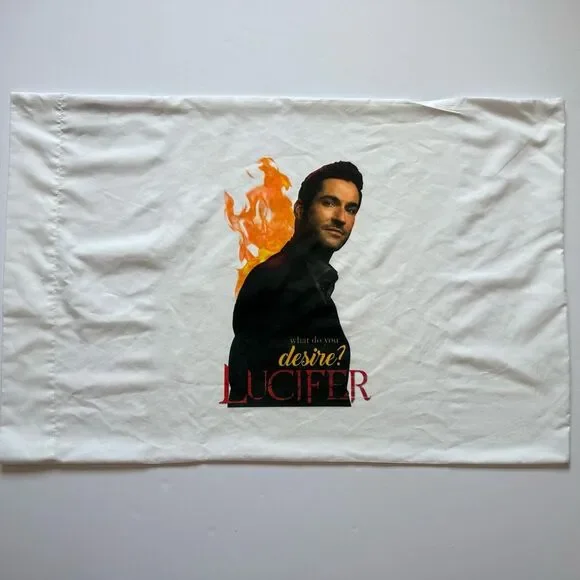 Lucifer TV Show Pillowcase – Tom Ellis Flame Design | 30”x20”