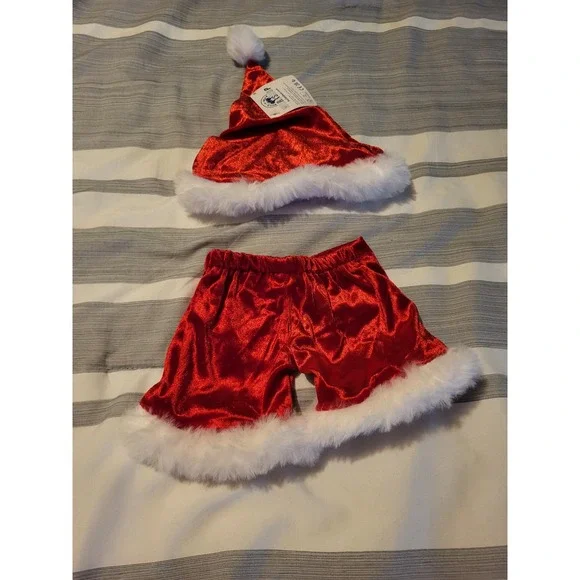 Build-A-Bear Santa Outfit Red Velvet Shorts & Hat Christmas Clothes 2021