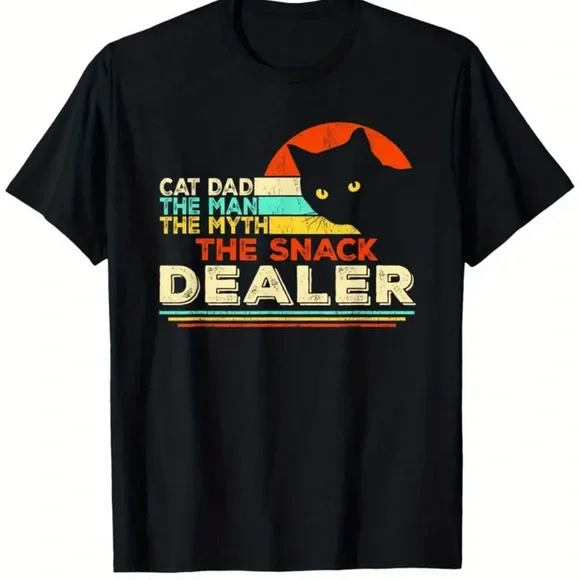 Cat Dad Snack Dealer T-Shirt - Black