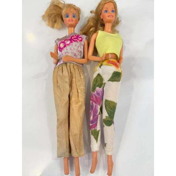 Vintage Mattel Barbie Dolls Lot of 2 1966 Body Neon 90s Fashion Floral Rock Star