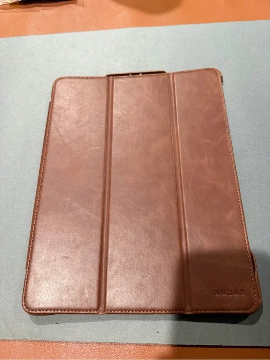 ANDAR Brown Leather Tablet Folio Case – Slim Protective Cover