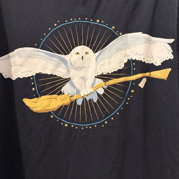 Universal Studios Harry Potter Hedwig Snowy Owl Ringer Shirt Unisex XL