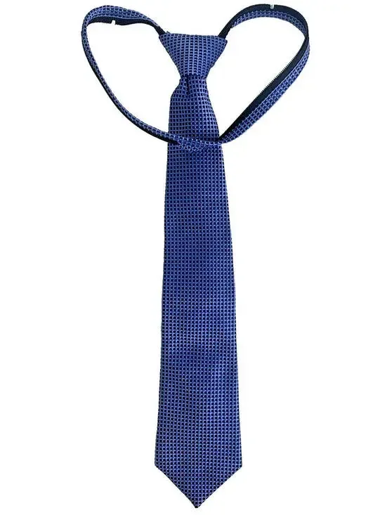 Nordstrom Boys Zipper Adjustable Pre-tied Blue Necktie Silk 13” Length Wedding