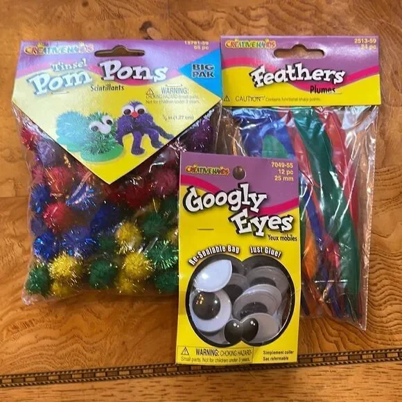Google eye Pom Pom feather craft pack!