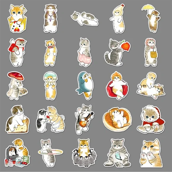 Charming Cat Sticker Collection - Multicolor