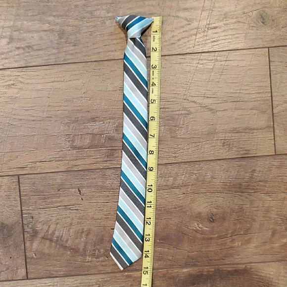 Striped Blue and Gray Clip On Tie