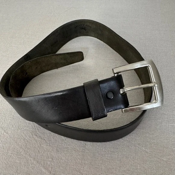 Hickok‎ Leather Belt Silver Tone Buckle Black