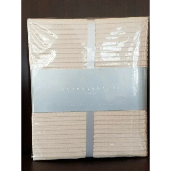 New Barbara Barry Dream Simplicity Stitch Silver birch Beige Pleated Pillow Sham