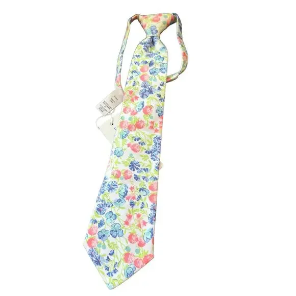 New Janie and Jack Boys White Ditsy Floral Tie Size 2-5