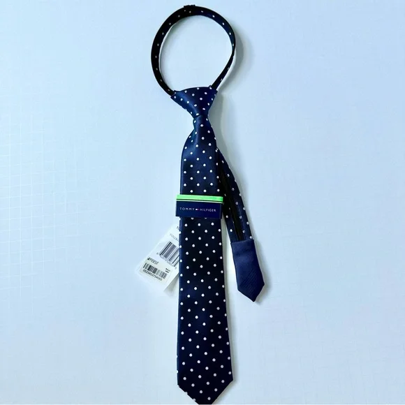 Tommy Hilfiger Navy and White Polkadot Adjustable Tie