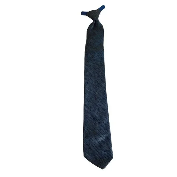 Vintage 1970s/80s Blue Black Striped clip on Tie necktie