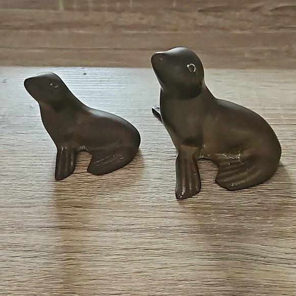 Set of Mother and Baby Sea Lions Paper Weight or Office Decor
