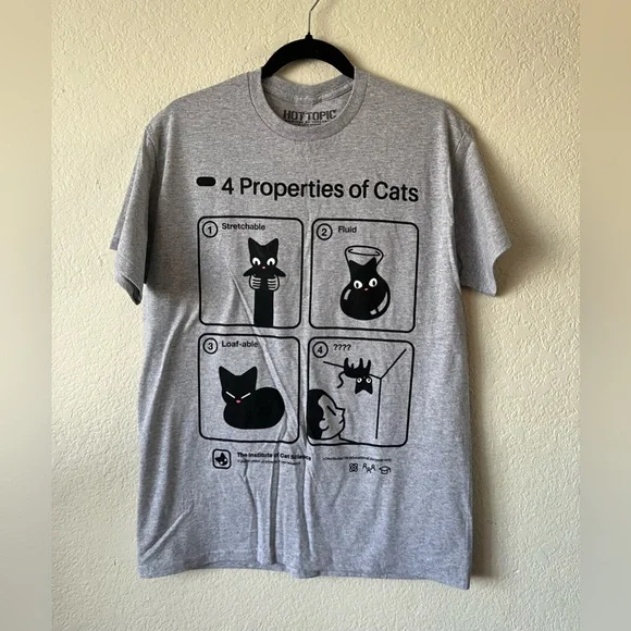 Hot Topic Gray Cat Properties T-Shirt
