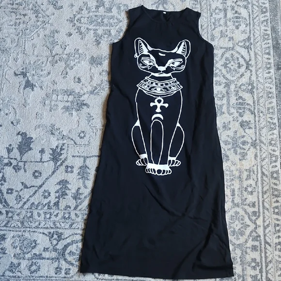 Black Cat Sleeveless Dress