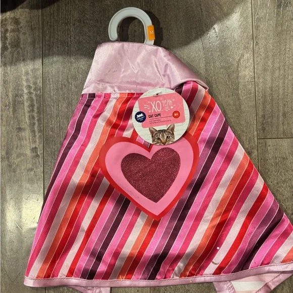 Pink and Red Cat Scarf with Heart Charm