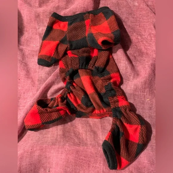 XS Holiday Buffalo Plaid Fleece Flannel-Style Pajamas for Cat or Dog Wondershop