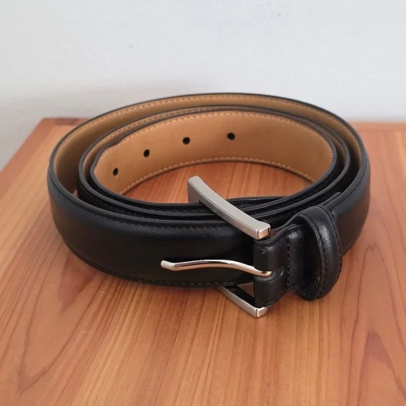 Men's Black Synthetic Belt with Silver Buckle - 42W