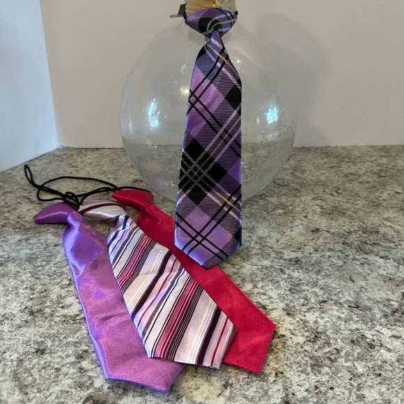 Ties 10” unisex purple and pinks set of 4 elastic cord NWOT