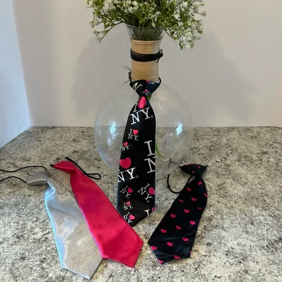 Ties 10 inch unisex satin feel and look NWOT set of 4 “I love NY”